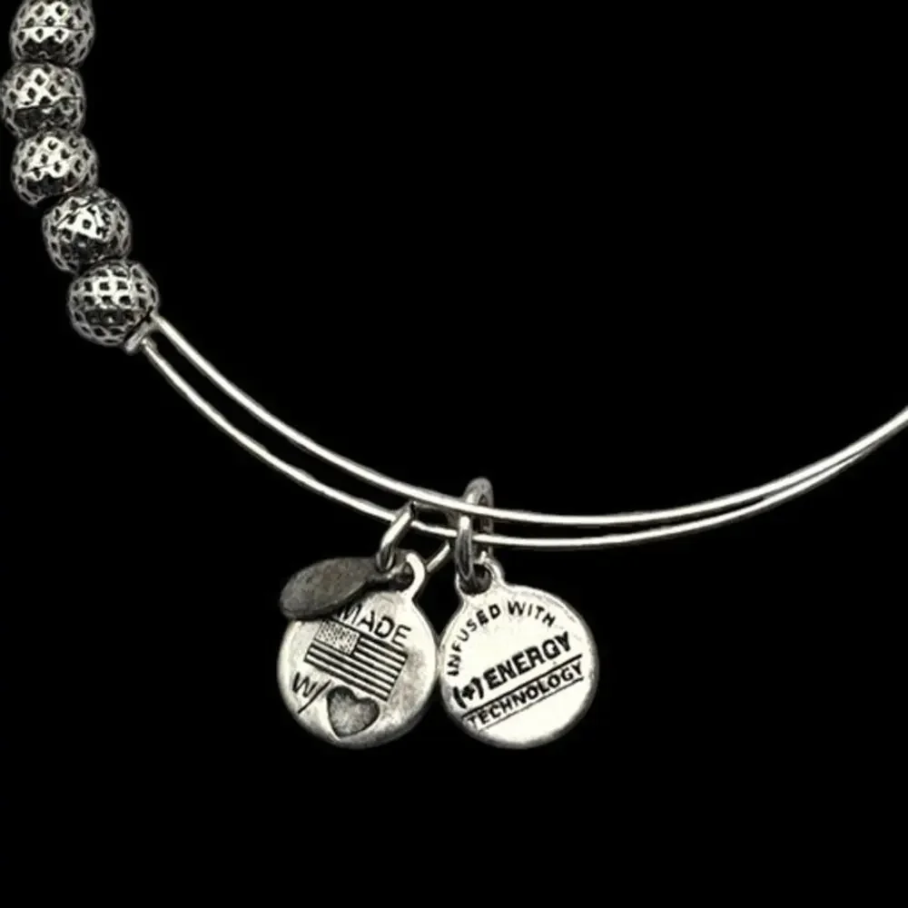 Alex and Ani Beaded Silver-Tone Energy Charm Bracelet - Picture 3 of 9